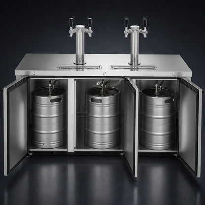 Beverage Air DD72HC-S 72-Inch Direct Draw Beer Dispenser, 3 Half-Barrel Keg Capacity, Dual Faucet Towers, Stainless Steel