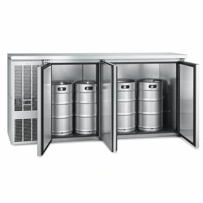 Perlick DDS84 Draft Beer Dispenser, 84-Inch Three-Door Direct Draw, Self-Contained, 4 Half-Barrel Capacity, Stainless Steel