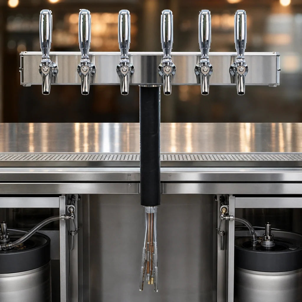 Micro Matic UCM-6-SSKR Underbar 6-Faucet Glycol-Cooled Draft Beer Dispenser, Brushed Stainless Steel