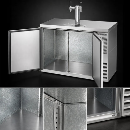 Beverage Air DD48HC-S 48-Inch Direct Draw Beer Dispenser, 2 Half-Barrel Kegs, Stainless Steel, Dual-Faucet Tower