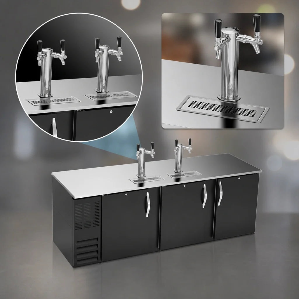 Beverage Air DD94HC-B 94-Inch Direct Draw Beer Dispenser, 5 Half-Barrel Kegs, Dual-Faucet Towers, Black Exterior