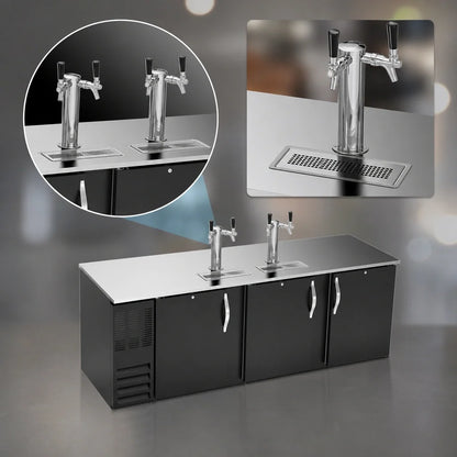 Beverage Air DD94HC-B 94-Inch Direct Draw Beer Dispenser, 5 Half-Barrel Kegs, Dual-Faucet Towers, Black Exterior