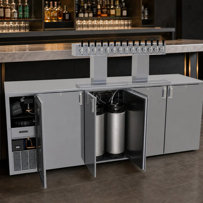 Glastender C1FB92-DD 92-Inch Four-Section Draft Beer Dispenser, Front-Serviced, Self-Contained R290 Refrigeration