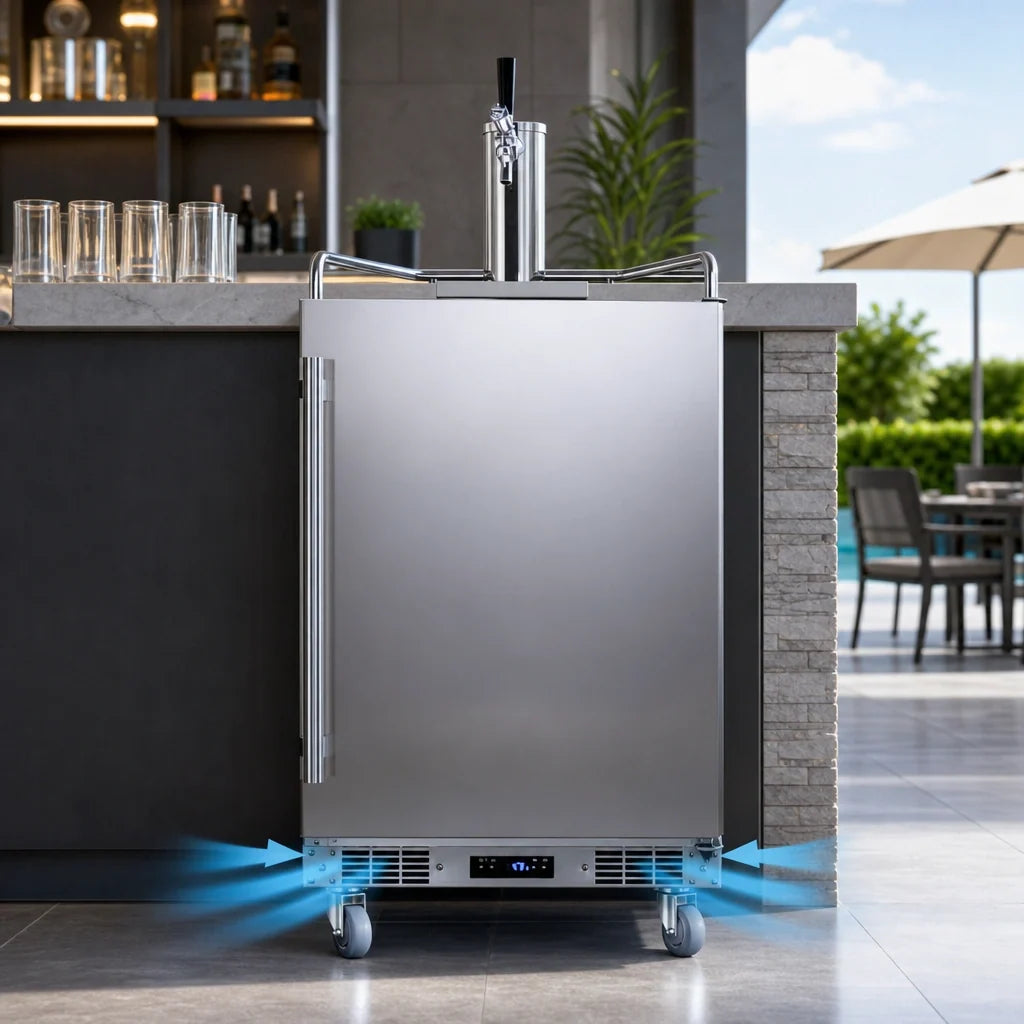 Summit Commercial Summit Appliance BC74OSCOM Indoor/Outdoor Single-Tap Draft Beer Dispenser, Stainless Steel, 3 x 1/6-Barrel Keg Capacity