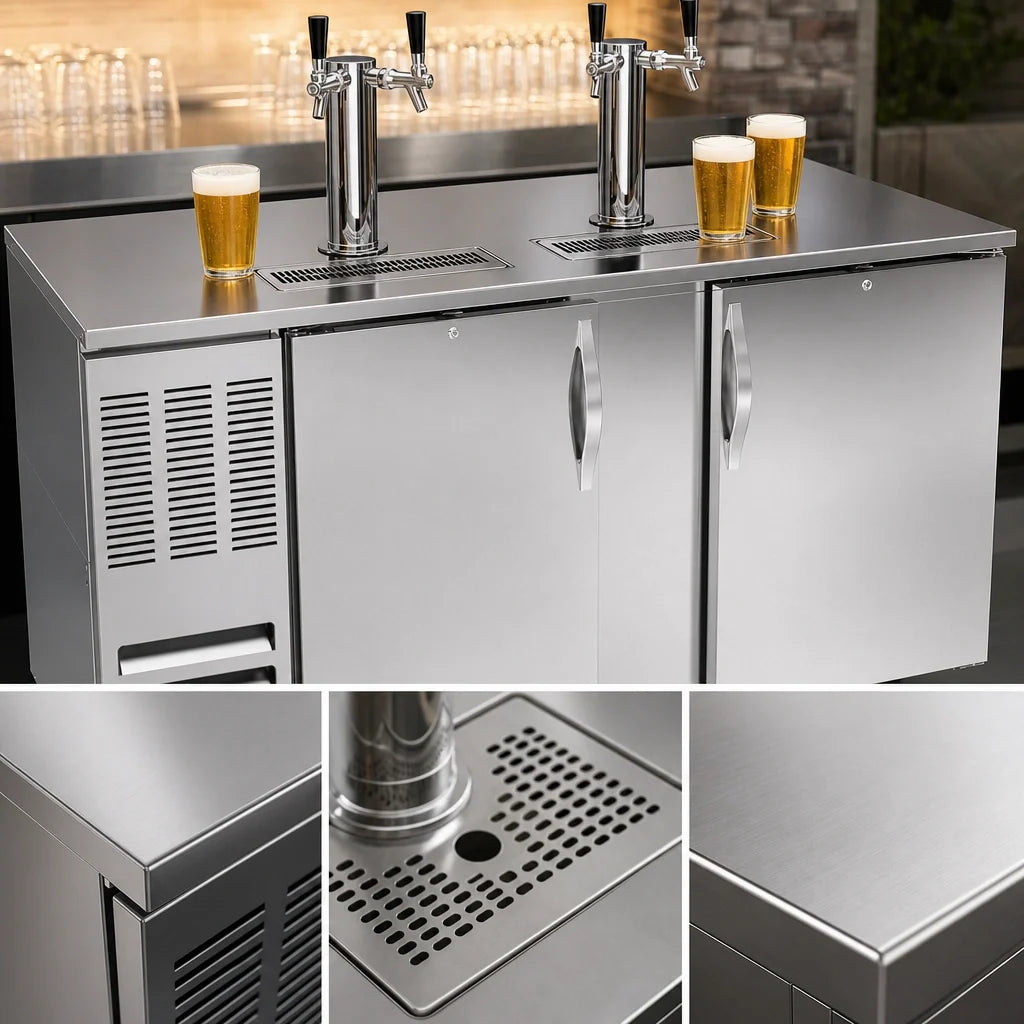 Beverage Air DD68HC-S 68-Inch Direct Draw Beer Dispenser, 3 Half-Barrel Kegs, Dual Towers, 3 Faucets, Stainless Steel