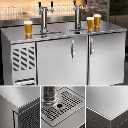 Beverage Air DD68HC-S 68-Inch Direct Draw Beer Dispenser, 3 Half-Barrel Kegs, Dual Towers, 3 Faucets, Stainless Steel