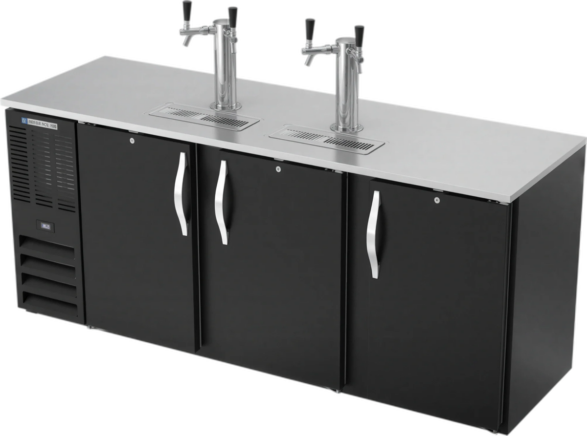 Beverage Air DDN78HC-B Shallow Depth Direct Draw Beer Dispenser, 78-Inch, 4 Half-Barrel Keg Capacity, Dual-Faucet Towers