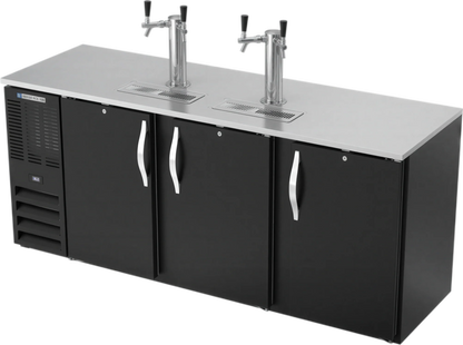 Beverage Air DDN78HC-B Shallow Depth Direct Draw Beer Dispenser, 78-Inch, 4 Half-Barrel Keg Capacity, Dual-Faucet Towers