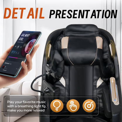 Massage Chair with Zero-Gravity Recline and Bluetooth Speakers - PU Leather
