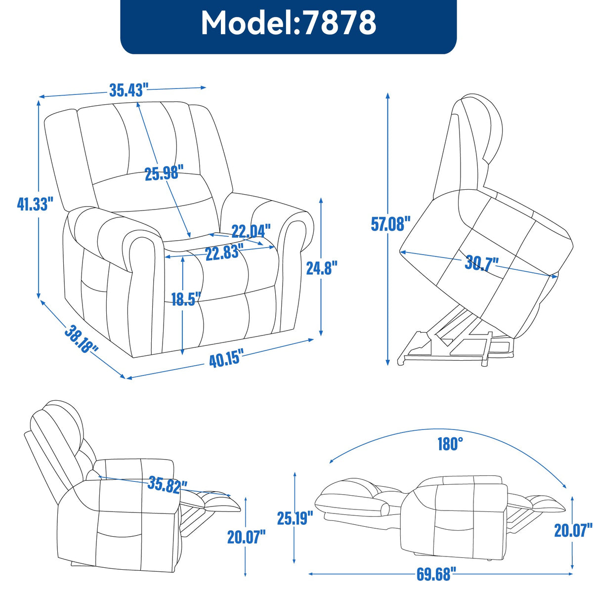Power Lift Recliner Chair with Heat & Massage