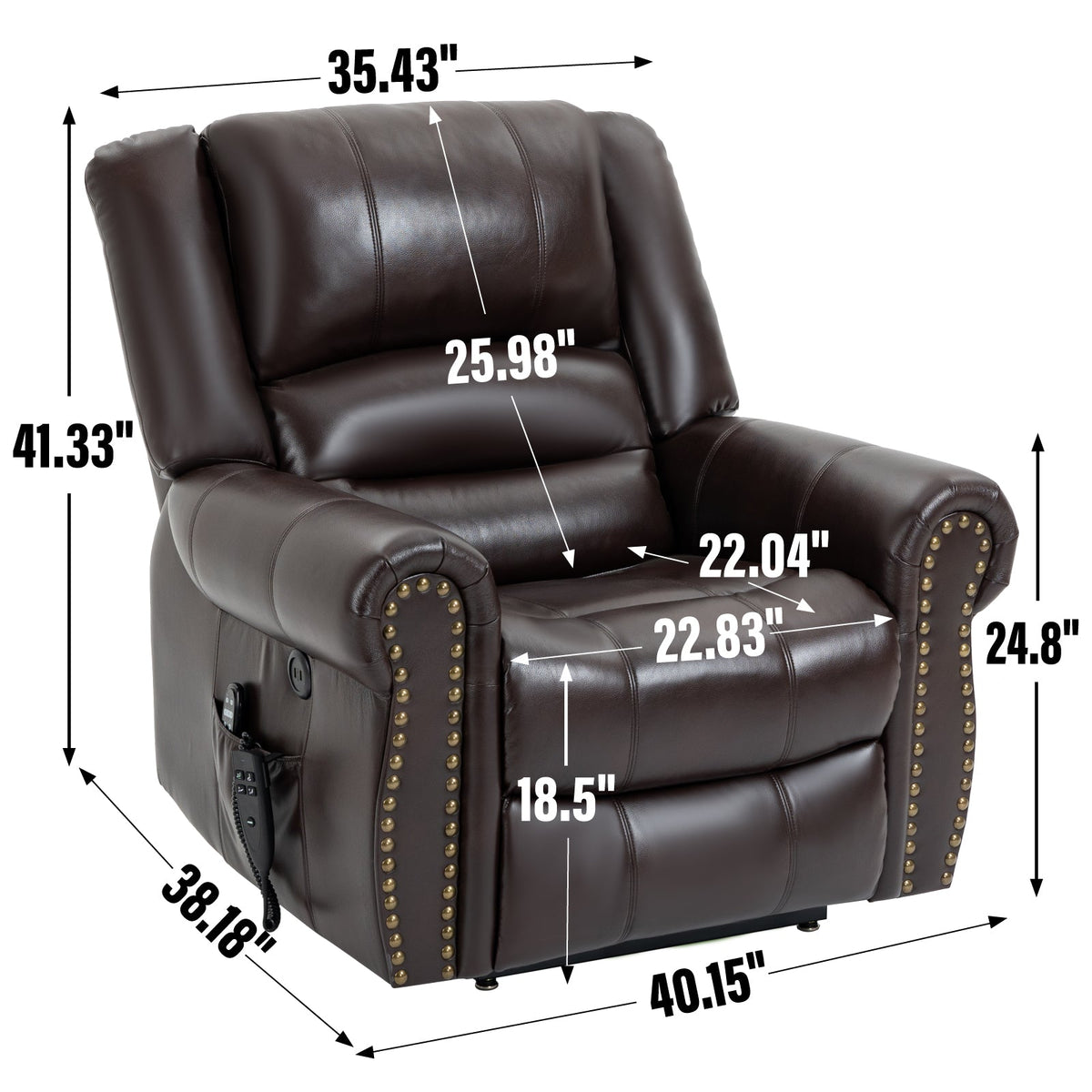 Power Lift Recliner Chair with Heat and Massage - Faux Leather