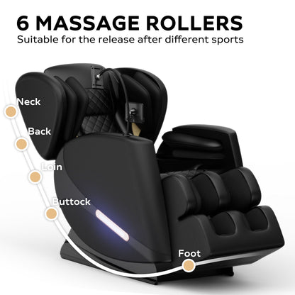 Massage Chair Recliner with Zero Gravity and Full Body Air Pressure - Black