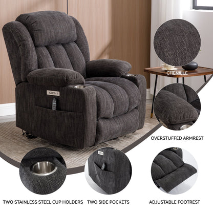 Chenille Power Lift Recliner Chair with Massage & Heating - Soft Chenille
