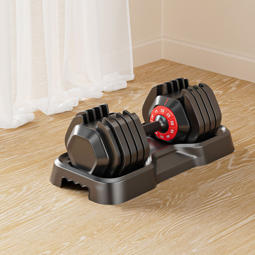 Adjustable dumbbell set, male and female 10 in 1 free dumbbell black rotating handle for quick adjustment (10 gears/55 pounds)