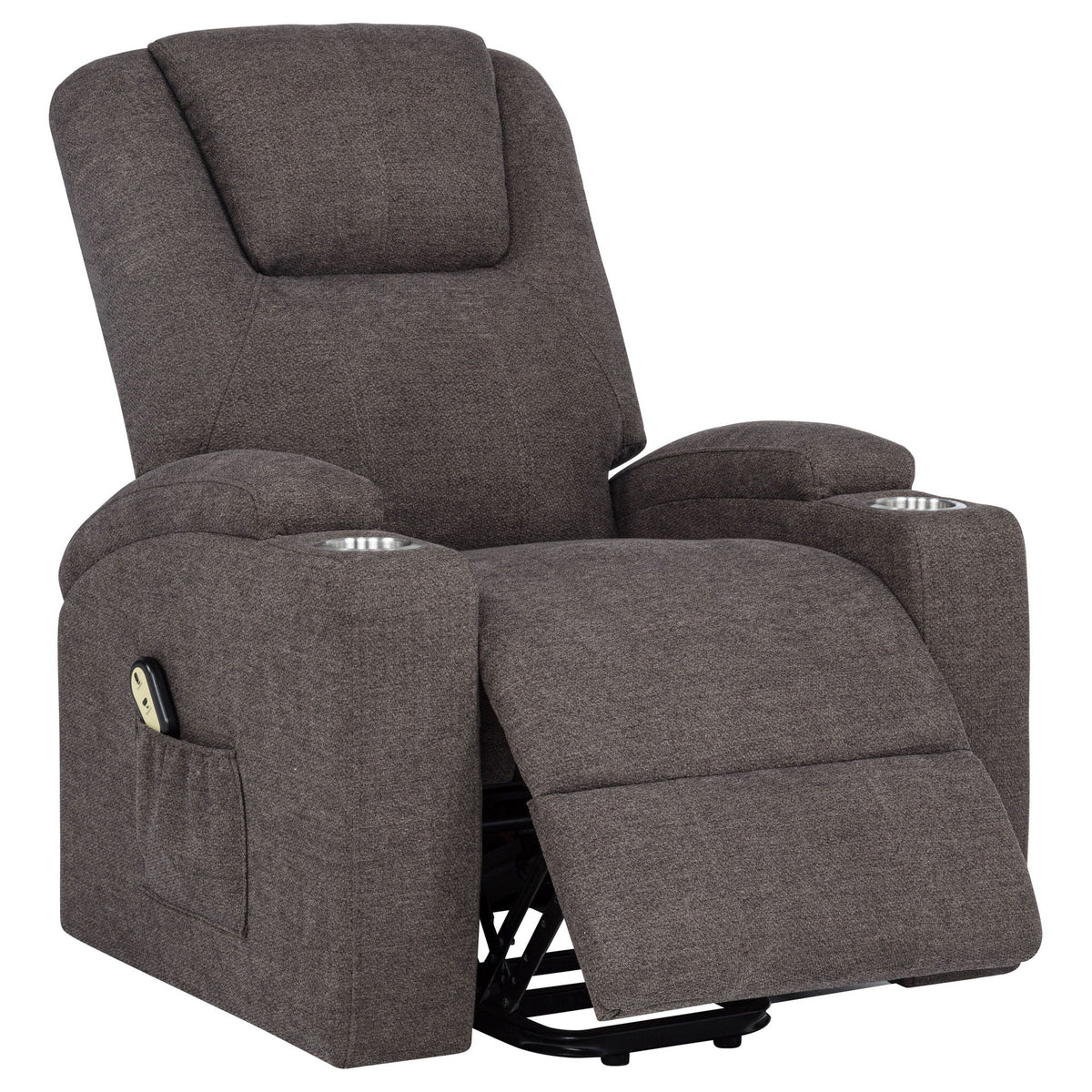 Louie Chenille Upholstered Power Lift Massage Chair Brown