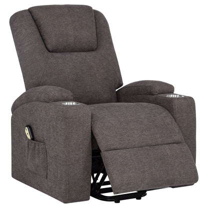 Louie Chenille Upholstered Power Lift Massage Chair Brown