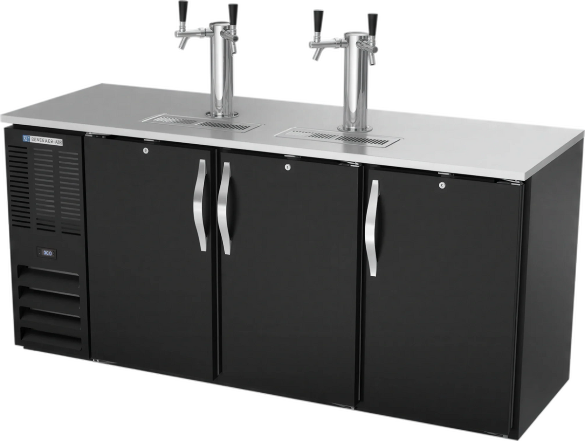 Beverage Air DDN72HC-B 72-Inch Direct Draw Beer Dispenser, 3-Keg Capacity, 4 Faucets, Black Exterior, Self-Contained R290 Refrigeration