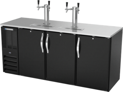 Beverage Air DDN72HC-B 72-Inch Direct Draw Beer Dispenser, 3-Keg Capacity, 4 Faucets, Black Exterior, Self-Contained R290 Refrigeration
