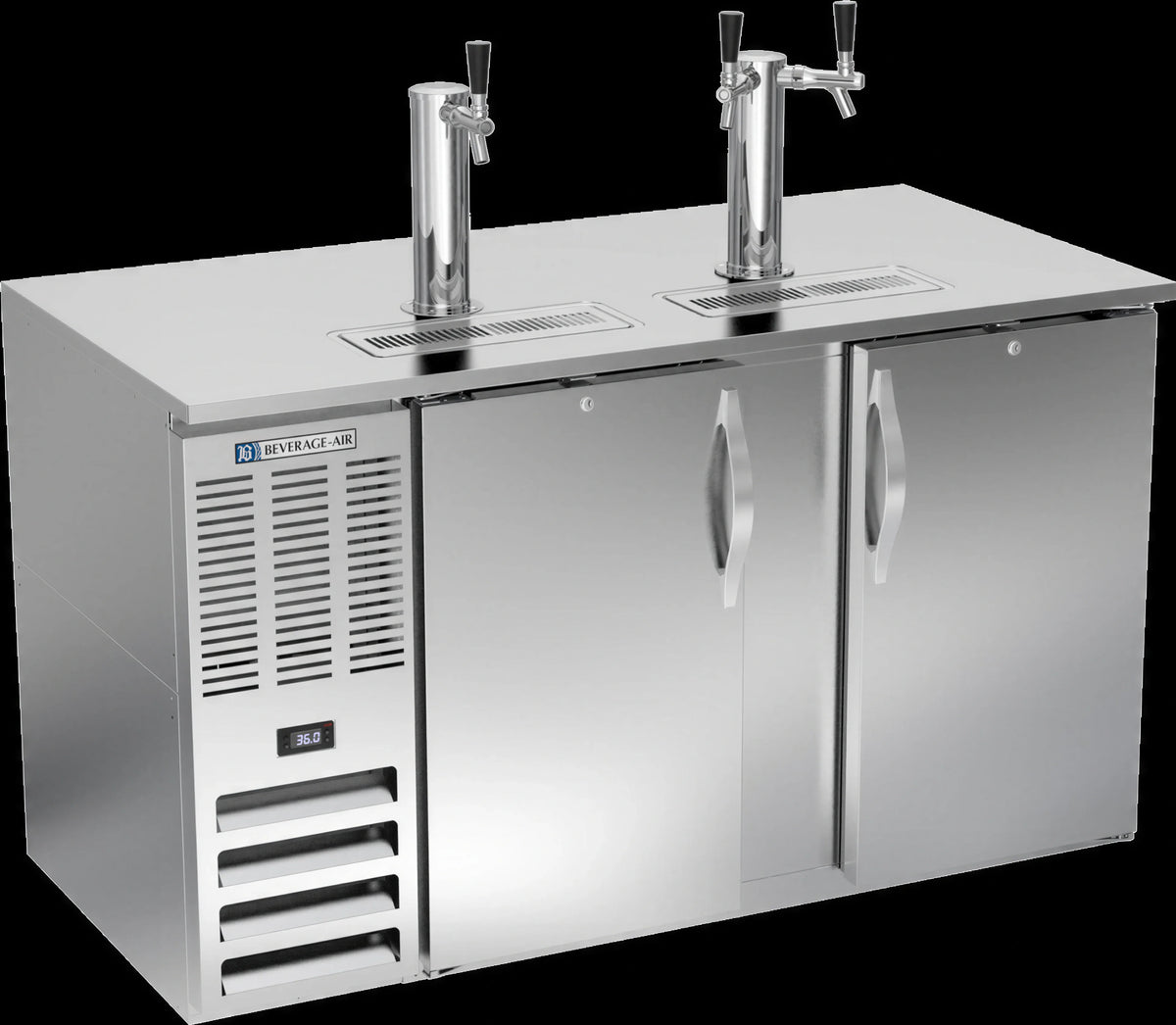 Beverage Air DD58HC-S 58-Inch Stainless Steel Direct Draw Beer Dispenser, 3-Keg Capacity, Dual Towers