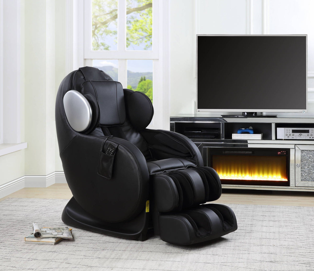 Pacari Synthetic Power 2D Massage Chair with Faux Leather - Black or Dark Brown