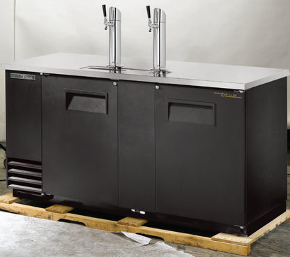 True General Foodservice TDD-3-HC 3 Half-Barrel Direct Draw Beer Dispenser, 2 Columns, Black Exterior, Stainless Steel Top