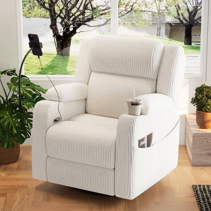 Electric Power Recliner Chair with Heat and Massage - Corduroy