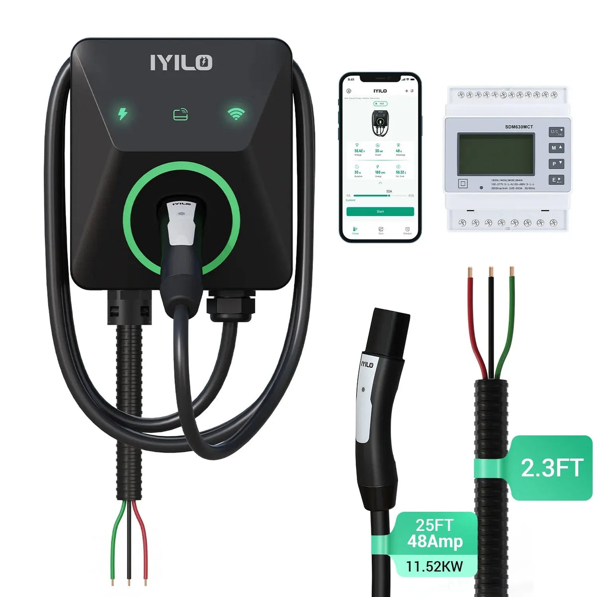 IYILO Pro EV Charger level 2 NACS (J3400) Hardwired With Energy Meter - 48A