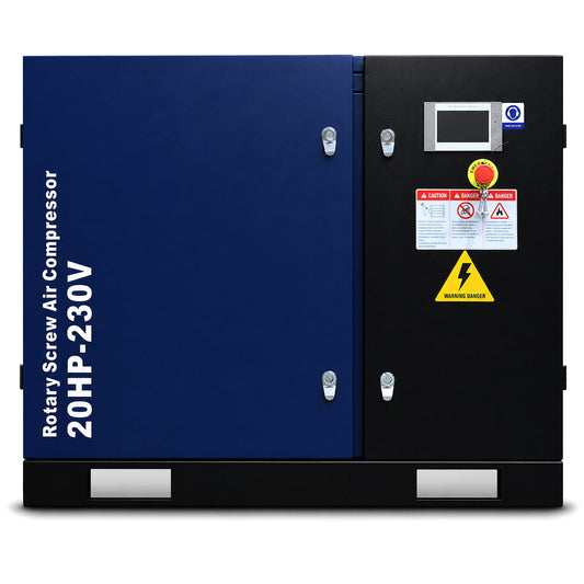 20HP Rotary Screw Air Compressor with 74 CFM Output - Dark Blue