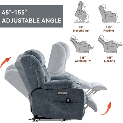 Chenille Power Lift Recliner Chair with Massage & Heating