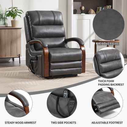 Power Dark Recliner Chair with Massage & Lift - Faux Leather