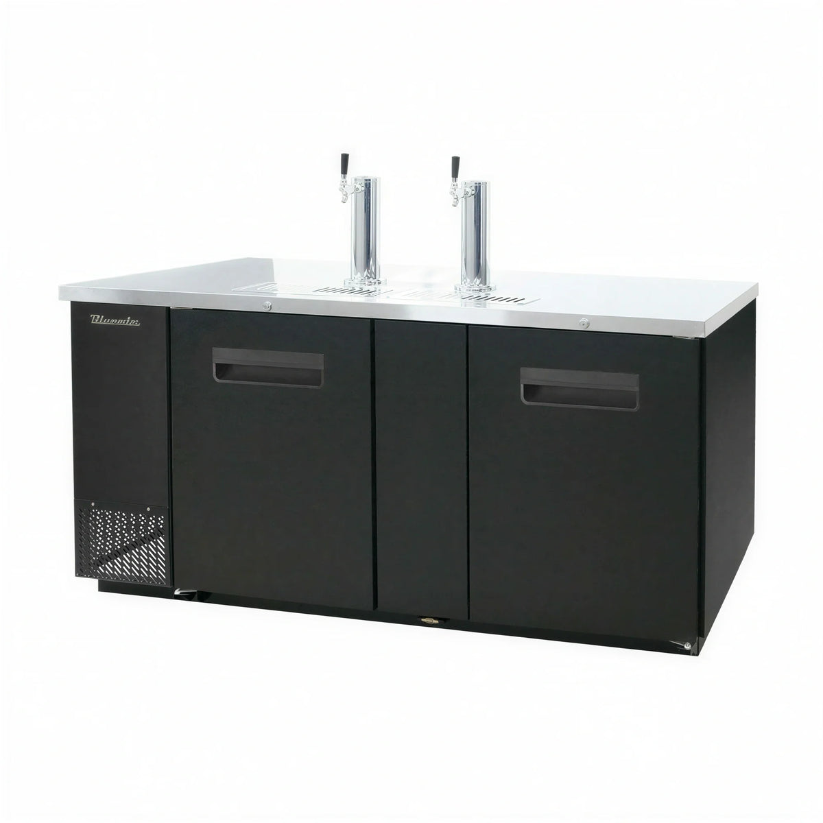 Blue Air FSE BDD69-3B-HC 3-Keg Beer Dispenser, 69-3/8"W, 2 Beer Towers, 3 Faucets, Black Exterior, Stainless Steel Top