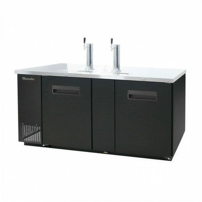Blue Air FSE BDD69-3B-HC 3-Keg Beer Dispenser, 69-3/8"W, 2 Beer Towers, 3 Faucets, Black Exterior, Stainless Steel Top