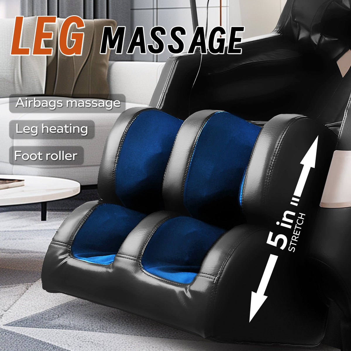 Massage Chair with Zero-Gravity Recline and Bluetooth Speakers - PU Leather