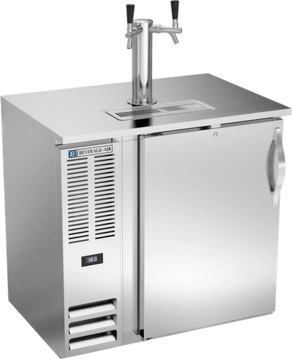 Beverage Air DDN36HC-S 36-Inch Shallow-Depth Direct Draw Beer Dispenser, 1/2 Keg Capacity, Dual-Faucet Tower, Stainless Steel