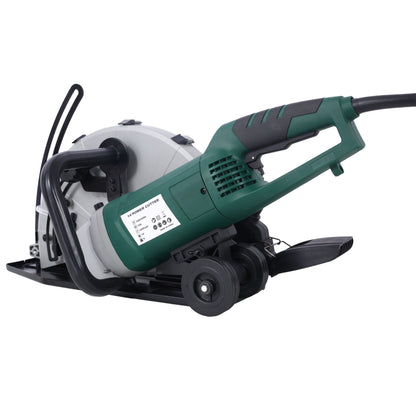 Portable Electric Corded Circular Concrete Saw 14" Wet / Dry Cutter 2600W Green Steel With Water Line & Guide Roller - Green