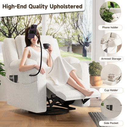 Electric Power Recliner Chair with Heat and Massage - Corduroy