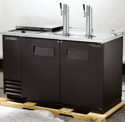 True General Foodservice TDD-2CT-HC Club Top Direct Draw Beer Dispenser, 2 Half-Barrel Capacity, 2 Columns, Black Exterior