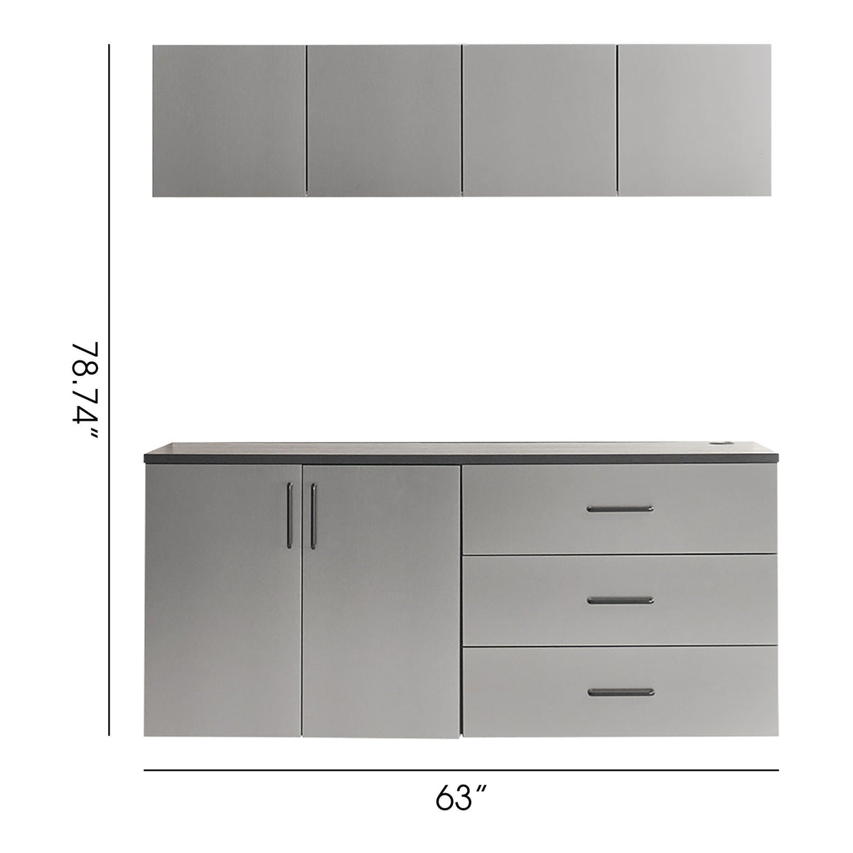 Astro Series - Garage Cabinet Set C With Soft Closing Drawers - Metallic Gray