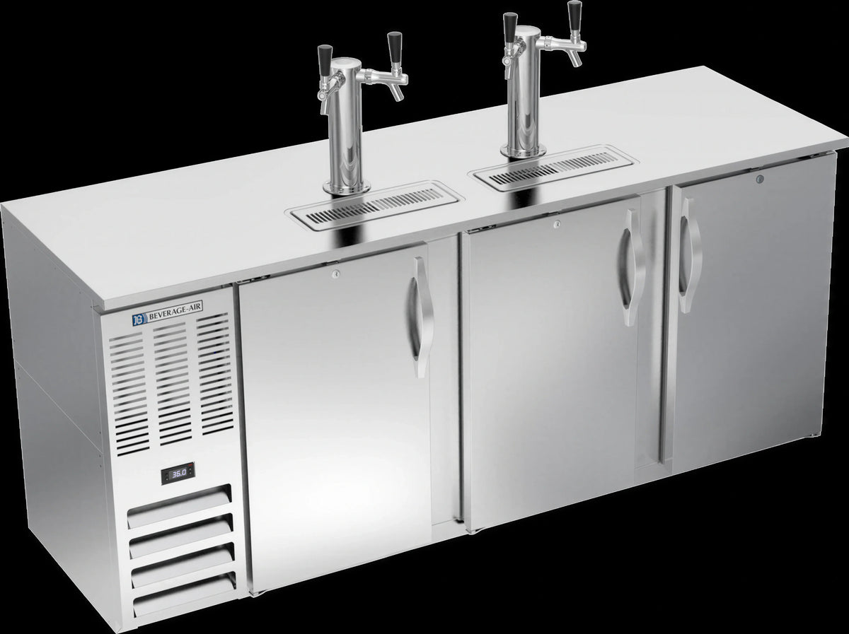 Beverage Air DDN78HC-S 78-Inch Shallow-Depth Direct Draw Beer Dispenser, 4-Keg Capacity, 2 Dual-Faucet Towers, Stainless Steel Top and Front
