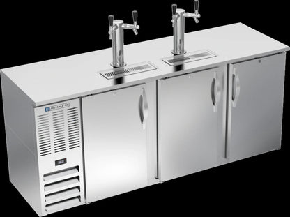 Beverage Air DDN78HC-S 78-Inch Shallow-Depth Direct Draw Beer Dispenser, 4-Keg Capacity, 2 Dual-Faucet Towers, Stainless Steel Top and Front