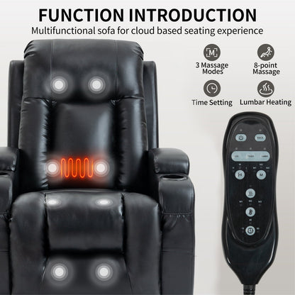 Infinite Position Power Lift Recliner Chair with Massage – Black