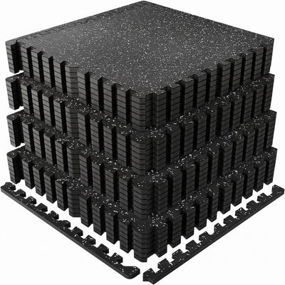 0.6 Inch Thick Gym Floor Mats with EVA Foam - Black