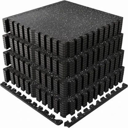 0.6 Inch Thick Gym Floor Mats with EVA Foam - Black