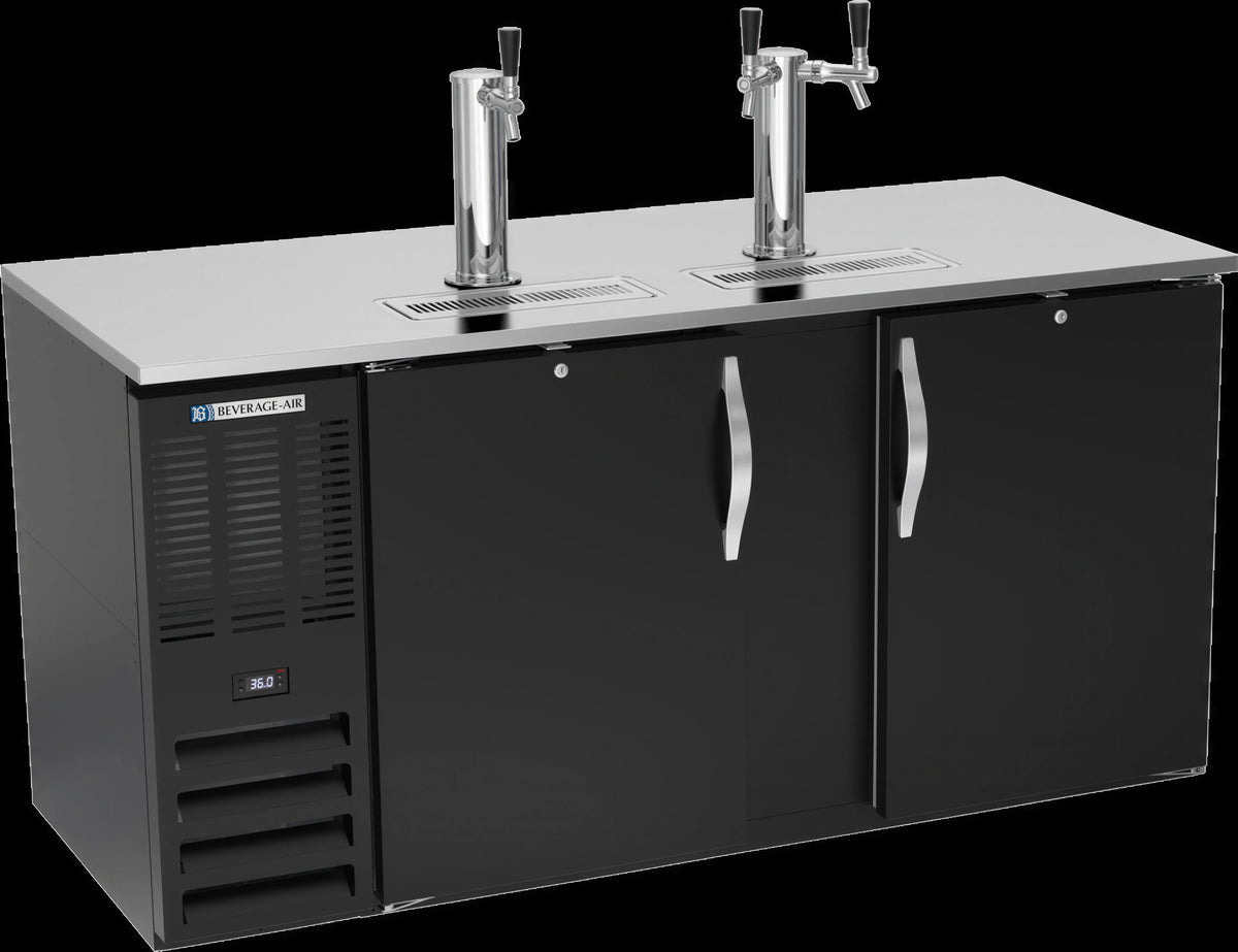 Beverage Air DD68HC-B 68-Inch Direct Draw Beer Dispenser, Dual Towers, 3-Keg Capacity, Black Exterior