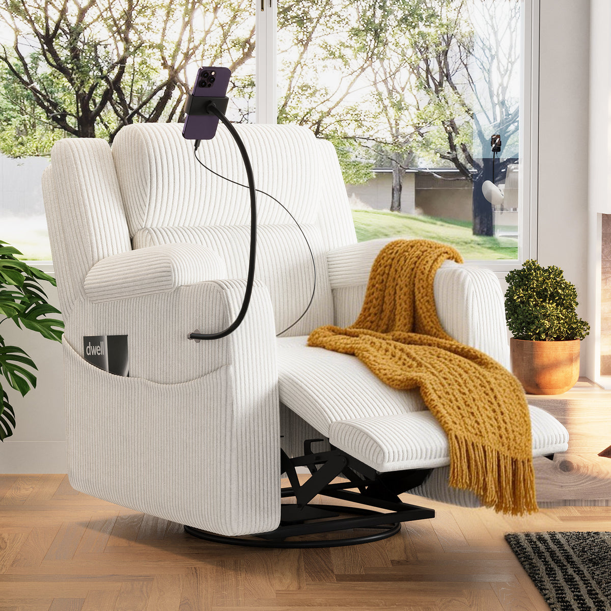 Electric Power Recliner Chair with Heat and Massage - Corduroy