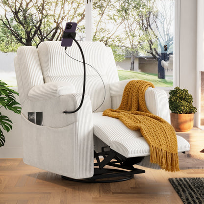 Electric Power Recliner Chair with Heat and Massage - Corduroy