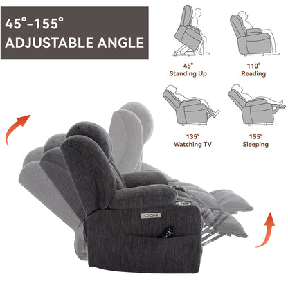 Chenille Power Lift Recliner Chair with Massage & Heating - Soft Chenille