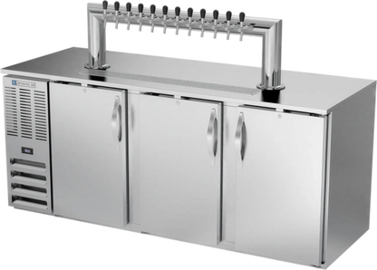 Beverage Air DD78HC-S-12T 78-Inch Direct Draw Beer Dispenser with 12-Tap Tower, Stainless Steel Exterior, and 4 Half-Keg Capacity