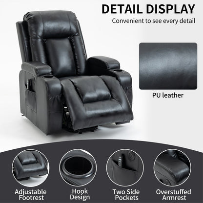 Infinite Position Power Lift Recliner Chair with Massage – Black