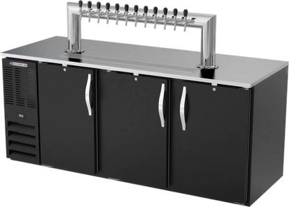 Beverage Air DD78HC-B-12T 78-Inch Direct Draw Beer Dispenser, 12-Tap Tower, 4 Half-Keg Capacity, 3 Doors, Black Exterior